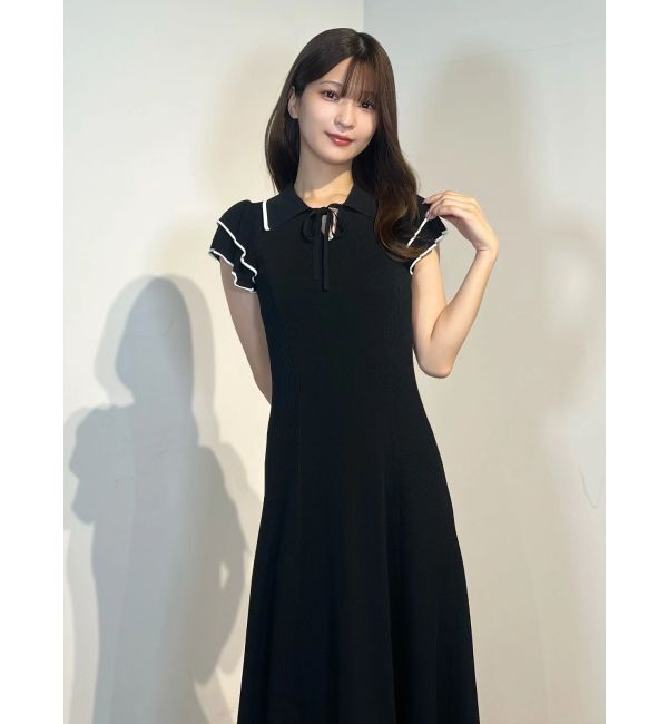MERCURYDUO「ポロ衿ラッフルニットワンピース」|ワンピース|