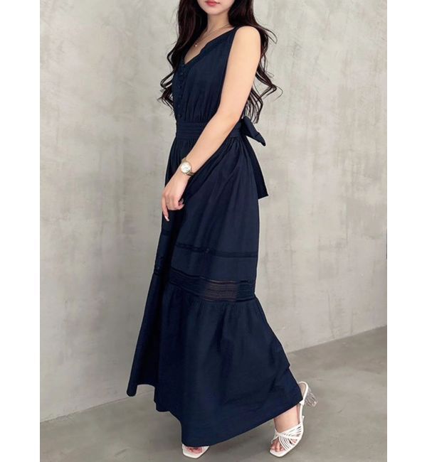 MERCURYDUO「ポプリンバックシャンワンピース」|ワンピース|ネイビー