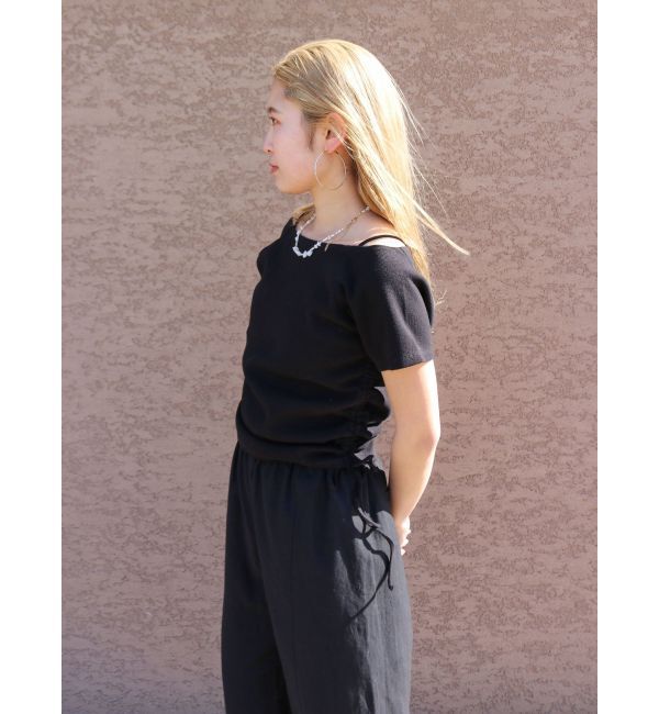 Ungrid「サイドギャザーボートネックTee」|Tシャツ・カットソー|
