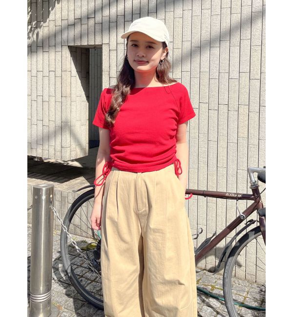 Ungrid「サイドギャザーボートネックTee」|Tシャツ・カットソー|