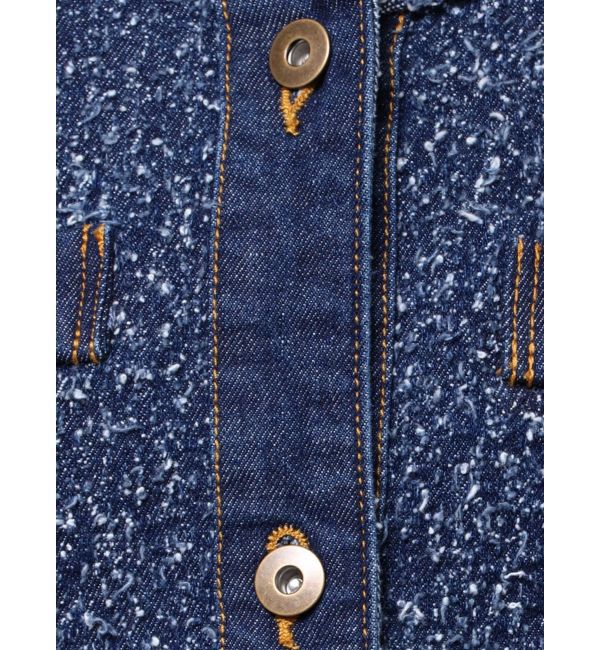 LAGUNAMOON「ツイードライクノーカラーデニムジャケット」|デニムジャケット|