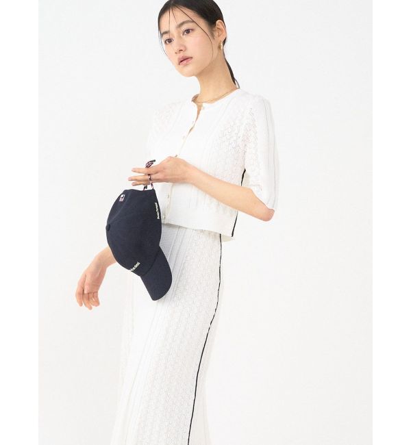 LAGUNAMOON「バイカラーサイドラインレースニットセットアップ」|ワンピース|ホワイト