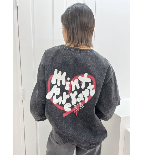 EVRIS「HEART PRINT DENIMトップス」|スウェット・ジャージ|