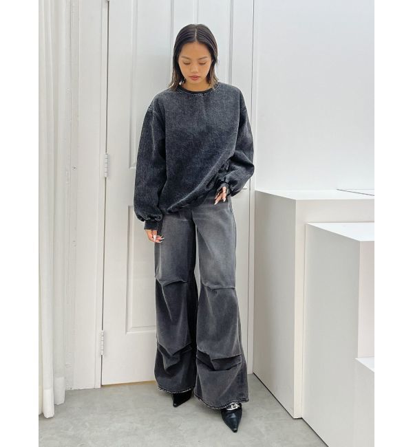 EVRIS「HEART PRINT DENIMトップス」|スウェット・ジャージ|