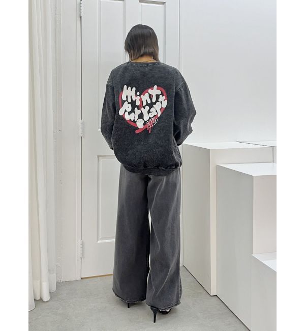 EVRIS「HEART PRINT DENIMトップス」|スウェット・ジャージ|