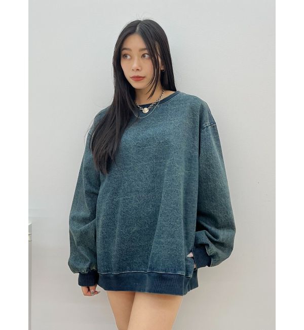 EVRIS「HEART PRINT DENIMトップス」|スウェット・ジャージ|