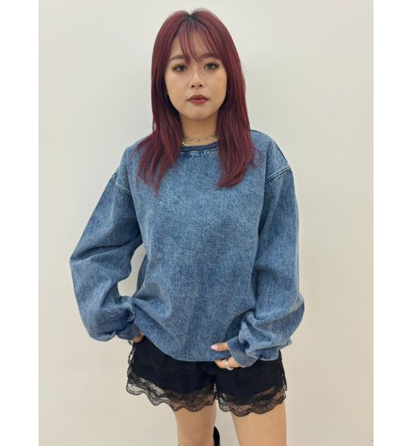 EVRIS「HEART PRINT DENIMトップス」|スウェット・ジャージ|