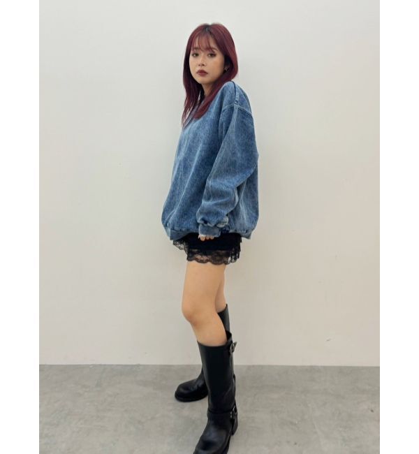 EVRIS「HEART PRINT DENIMトップス」|スウェット・ジャージ|