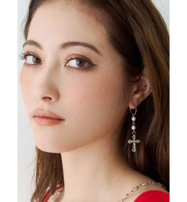 EVRIS「STONE CROSS MOTIF ピアス」|ピアス|シルバー