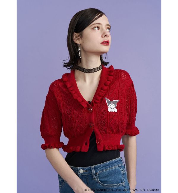 jouetie「【メロクロコラボ】KUROMIフリルニットカーデ」|カーディガン|