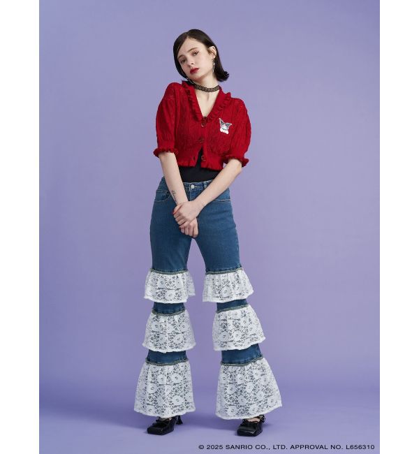 jouetie「【メロクロコラボ】KUROMIフリルニットカーデ」|カーディガン|