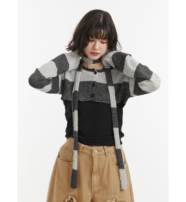 jouetie「ストールセットショートカーデ」|カーディガン|ブラック