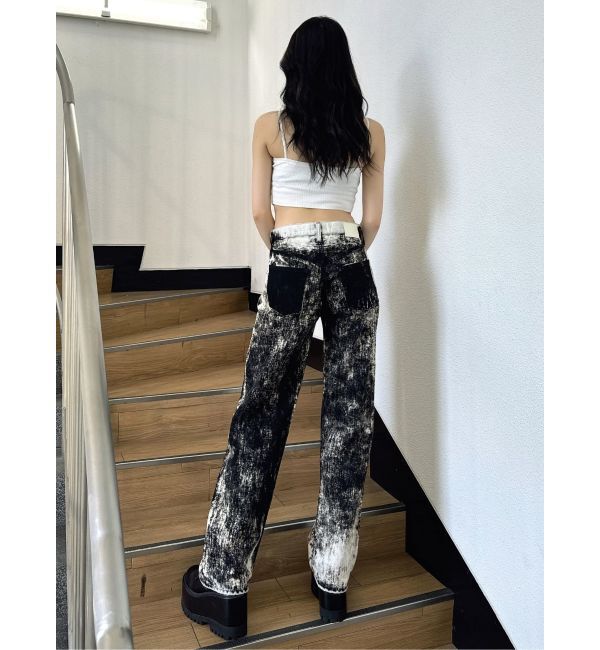 GYDA「ハイウエスト Tie Dyeワイドデニムパンツ」|デニム|