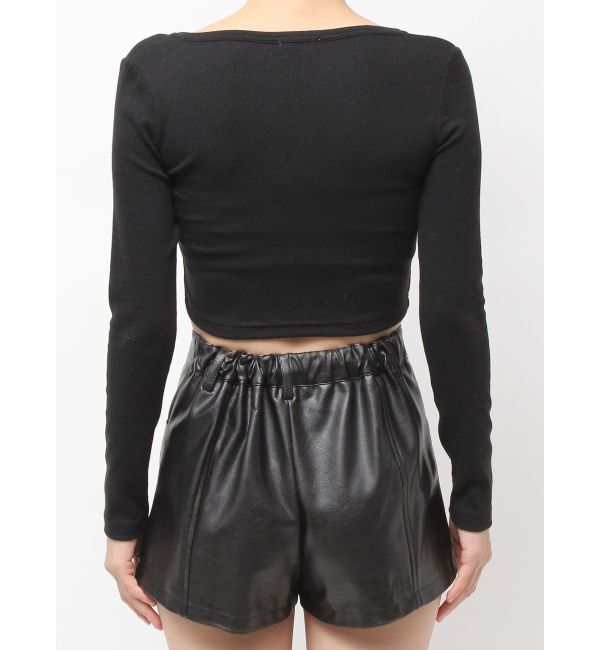 GYDA「フロントレースアップショートトップス」|Tシャツ・カットソー|