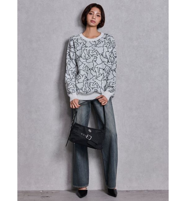 GYDA「ハイウエストBACK LACE UPストレートデニムパンツ」|デニム|