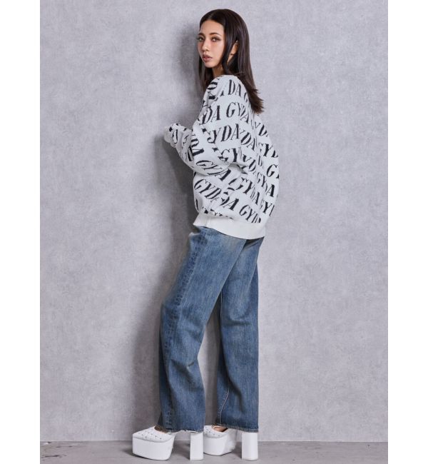 GYDA「ハイウエストBACK LACE UPストレートデニムパンツ」|デニム|