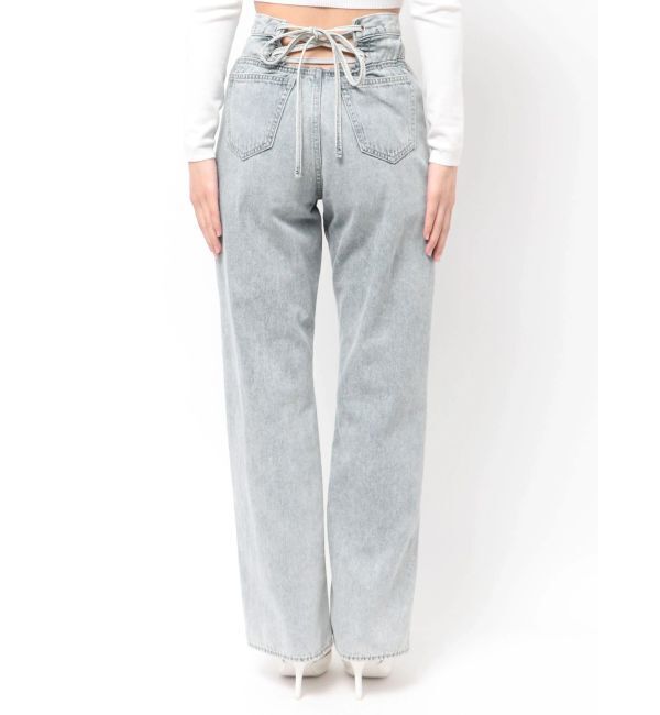 GYDA「ハイウエストBACK LACE UPストレートデニムパンツ」|デニム|