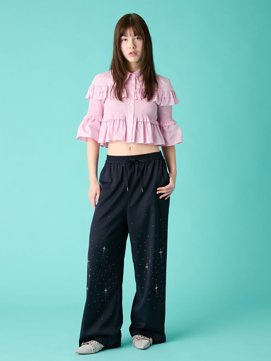 FURFUR「ビジュー付きイージーパンツ」|チノ|