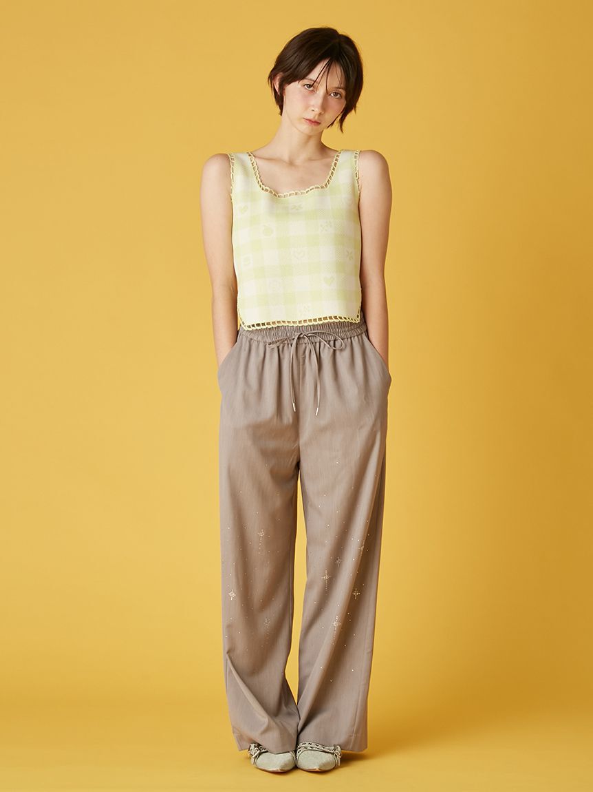 FURFUR「ビジュー付きイージーパンツ」|チノ|