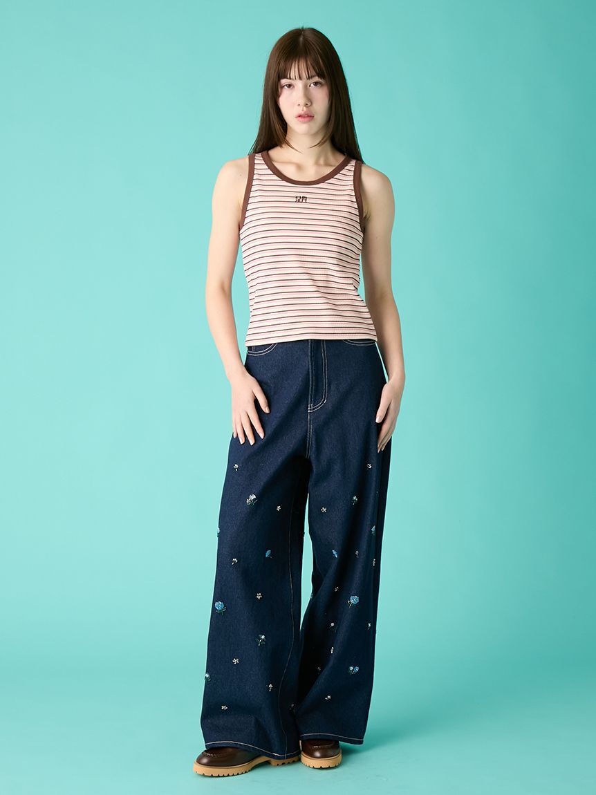 FURFUR「ビーズ刺繍デニムパンツ」|デニム|