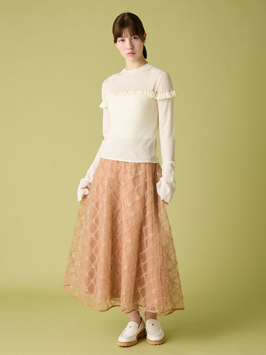 FURFUR「フリルチェックチュールスカート」|スカート|