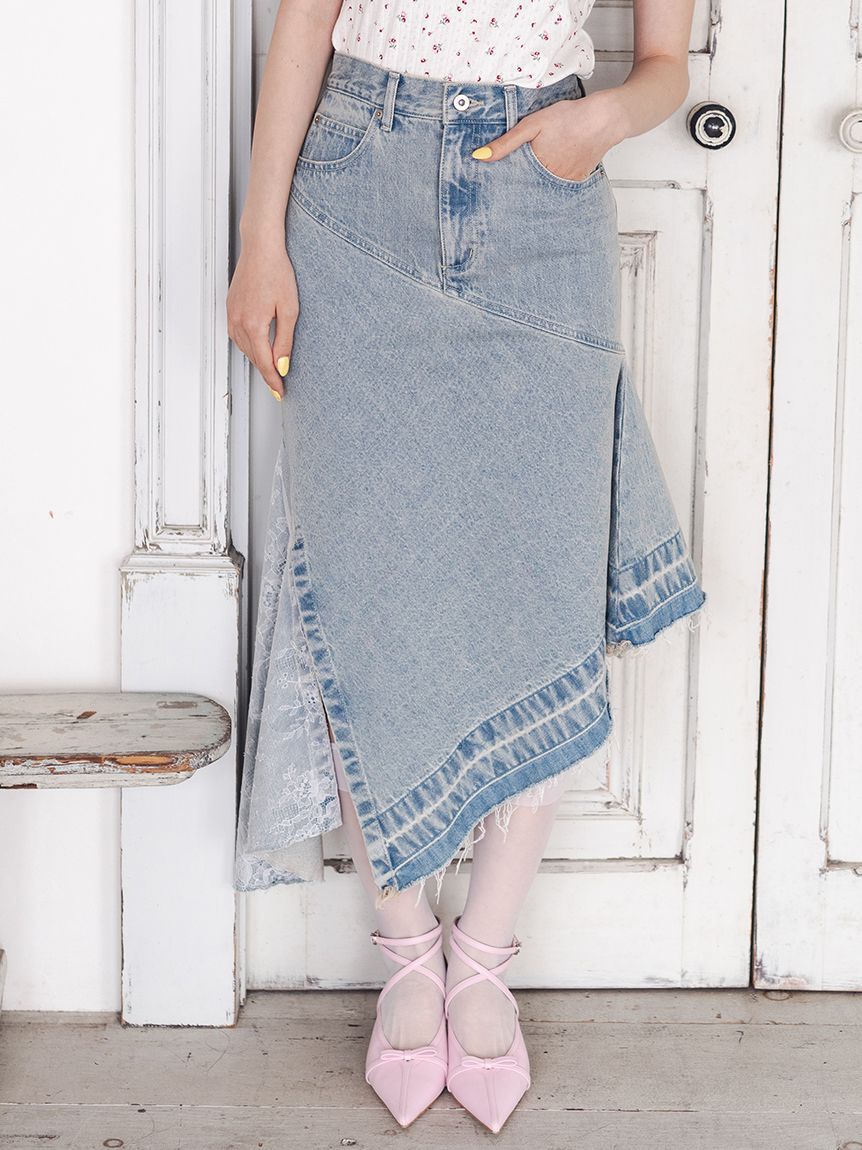 FURFUR「レースドッキングデニムスカート」|スカート|