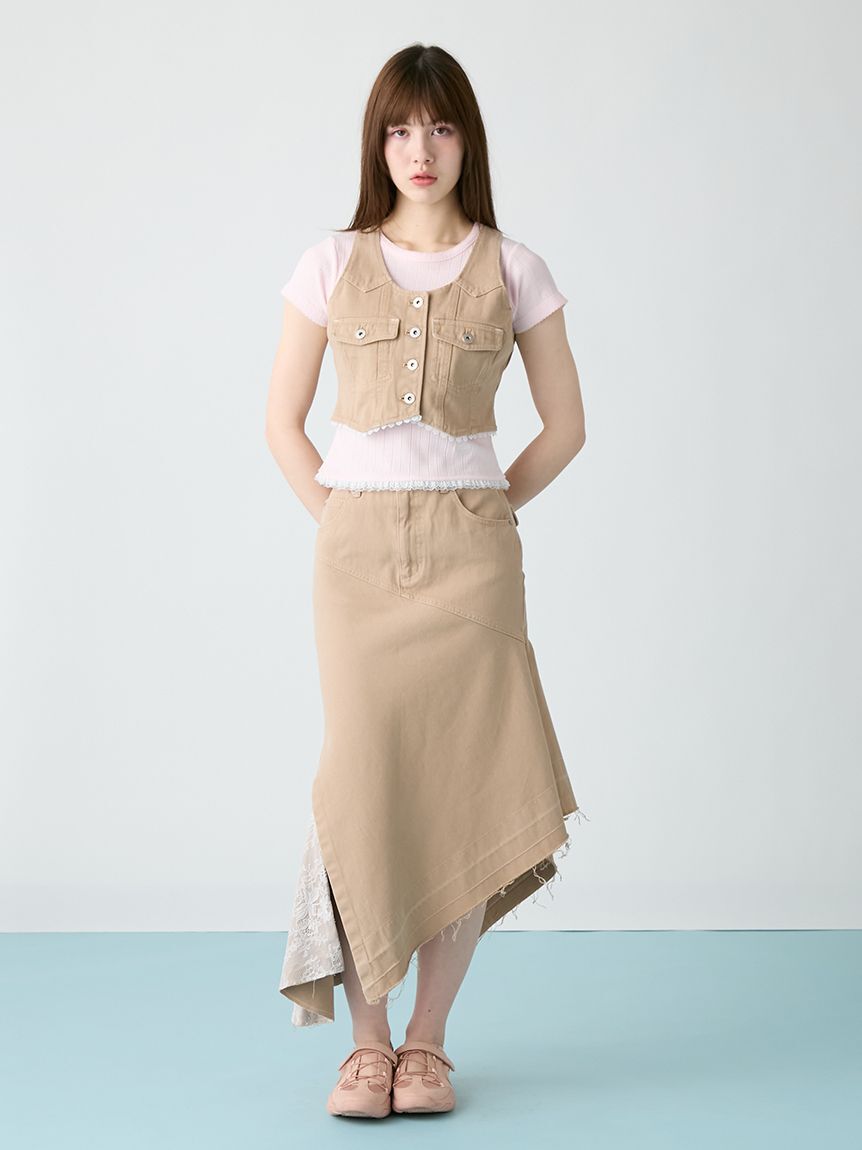 FURFUR「レースドッキングデニムスカート」|スカート|