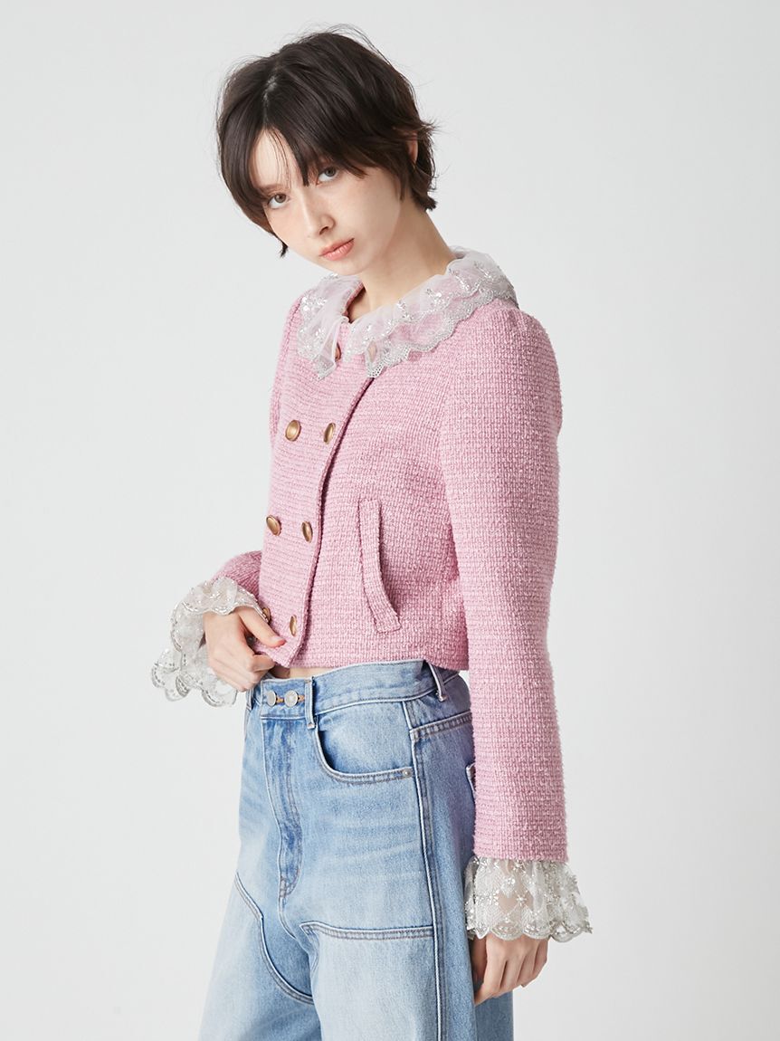 LILY BROWN「【WEB限定カラー】[L.B CANDY STOCK]スカラップビジューアタッチドジャケット」|テーラードジャケット|