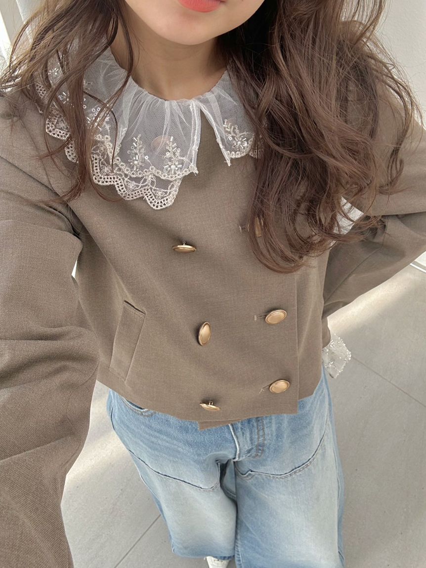 LILY BROWN「【WEB限定カラー】[L.B CANDY STOCK]スカラップビジューアタッチドジャケット」|テーラードジャケット|