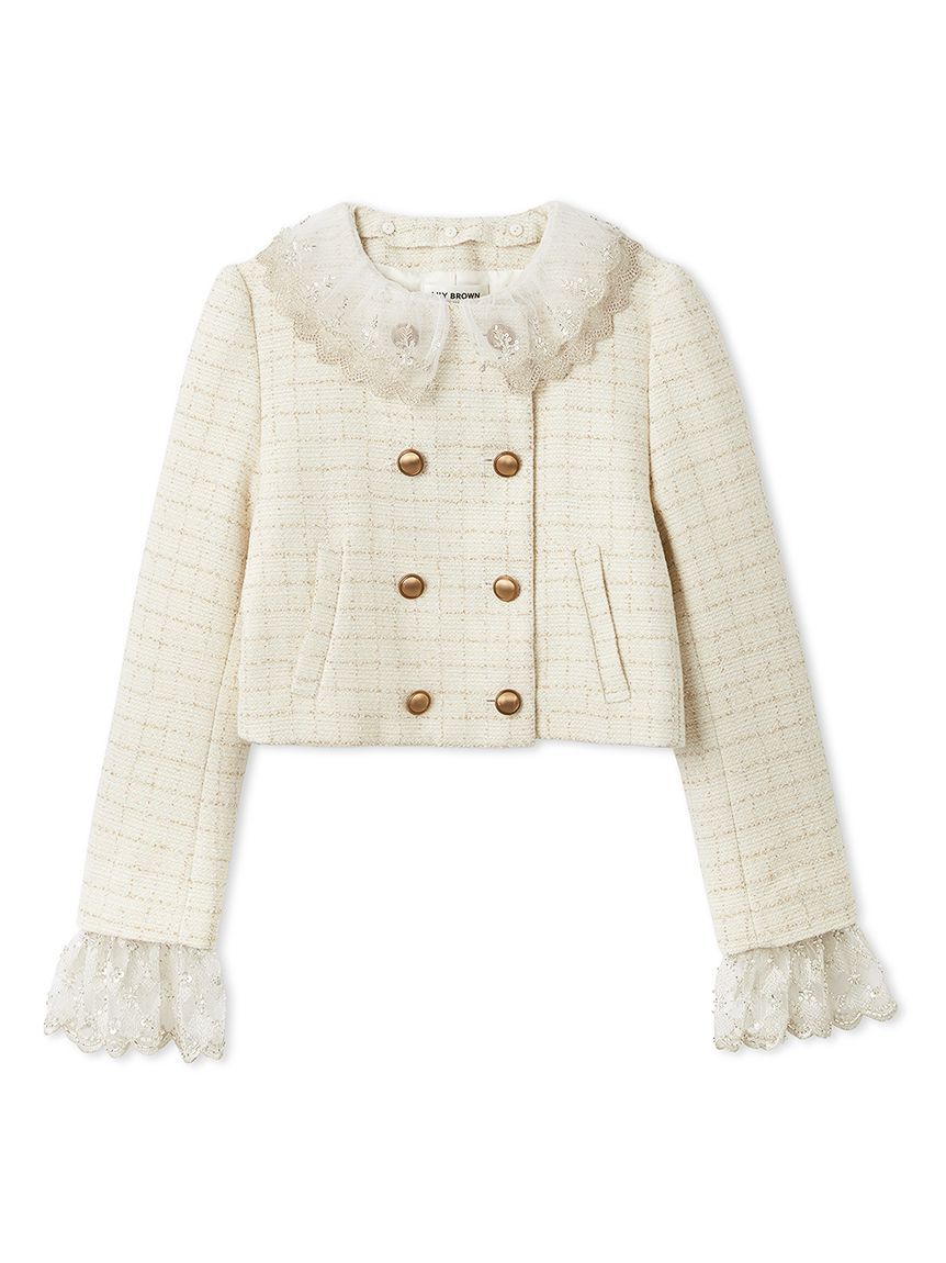 LILY BROWN「【WEB限定カラー】[L.B CANDY STOCK]スカラップビジューアタッチドジャケット」|テーラードジャケット|
