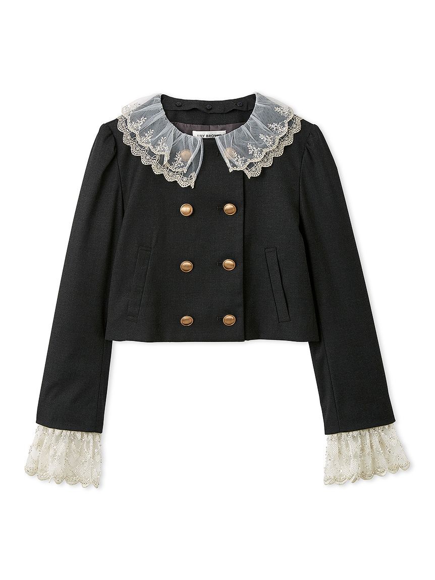 LILY BROWN「【WEB限定カラー】[L.B CANDY STOCK]スカラップビジューアタッチドジャケット」|テーラードジャケット|