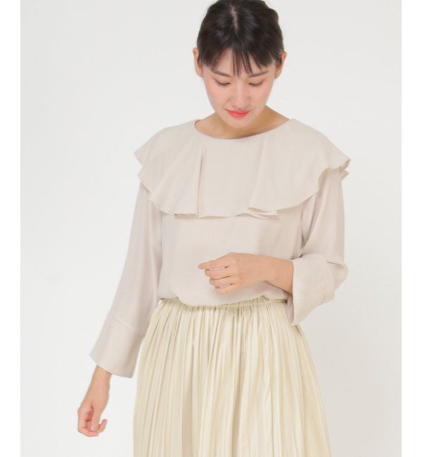 IKKA LOUNGE「ボリューム襟ブラウス」|シャツ・ブラウス|ベージュ