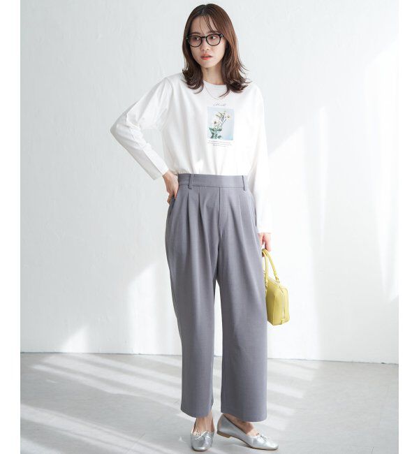 ikka「フロントタックワイドパンツ」|その他|