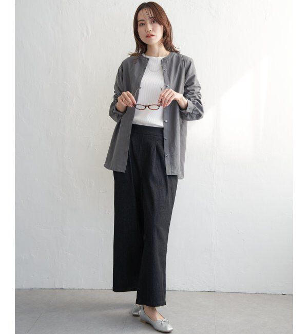 ikka「フロントタックワイドパンツ」|その他|