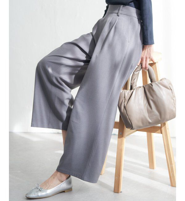 ikka「フロントタックワイドパンツ」|その他|