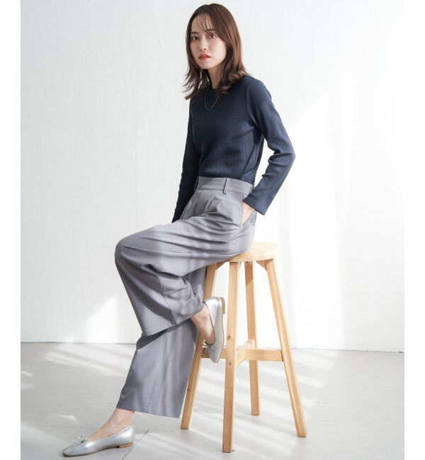 ikka「フロントタックワイドパンツ」|その他|