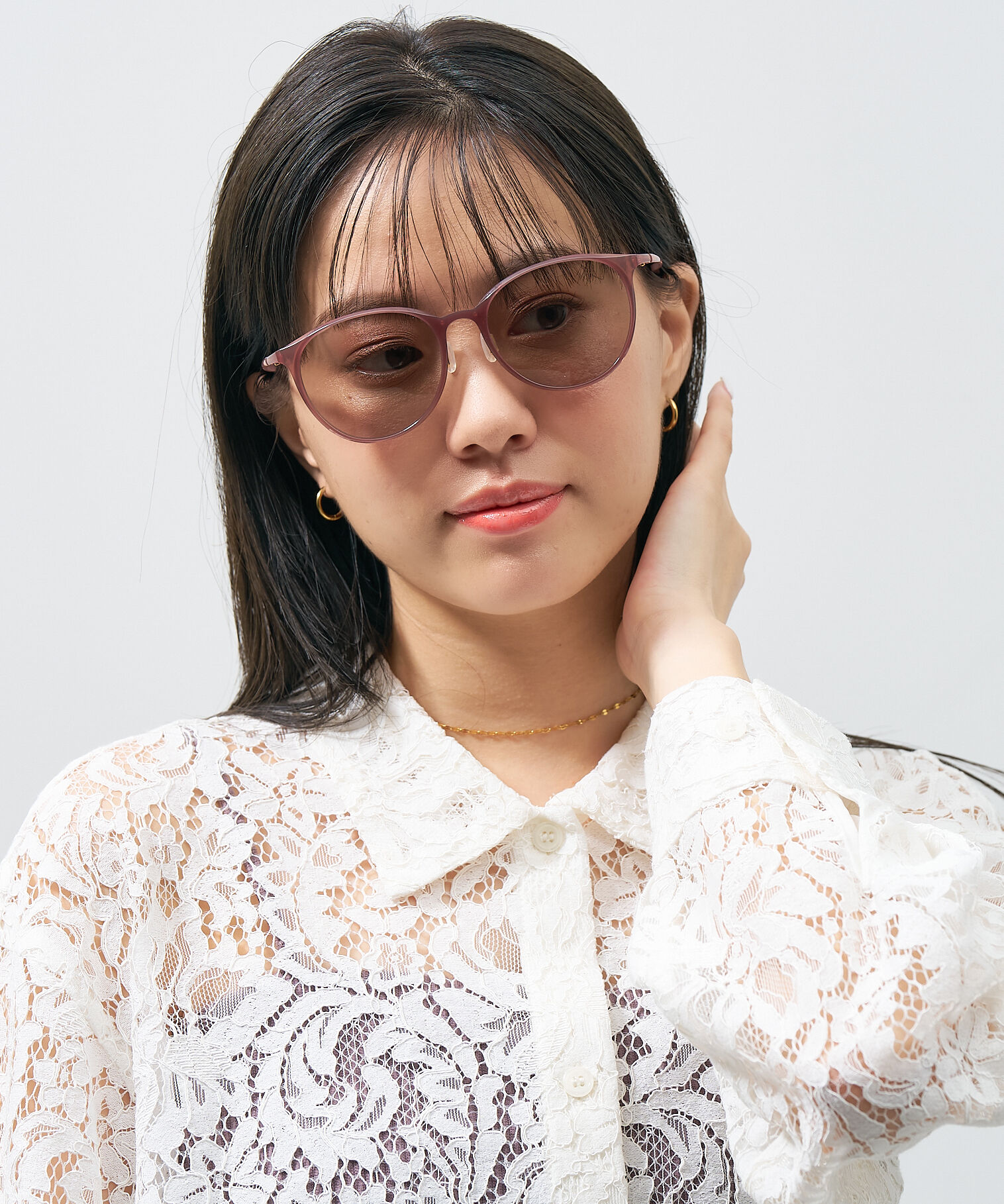  「SUNCUTGlasses/UV100%CUT ボストン型  軽量 ズレ落ち防止 サングラス｜Zoff SMART Skinny」|サングラス|濃ベージュ2