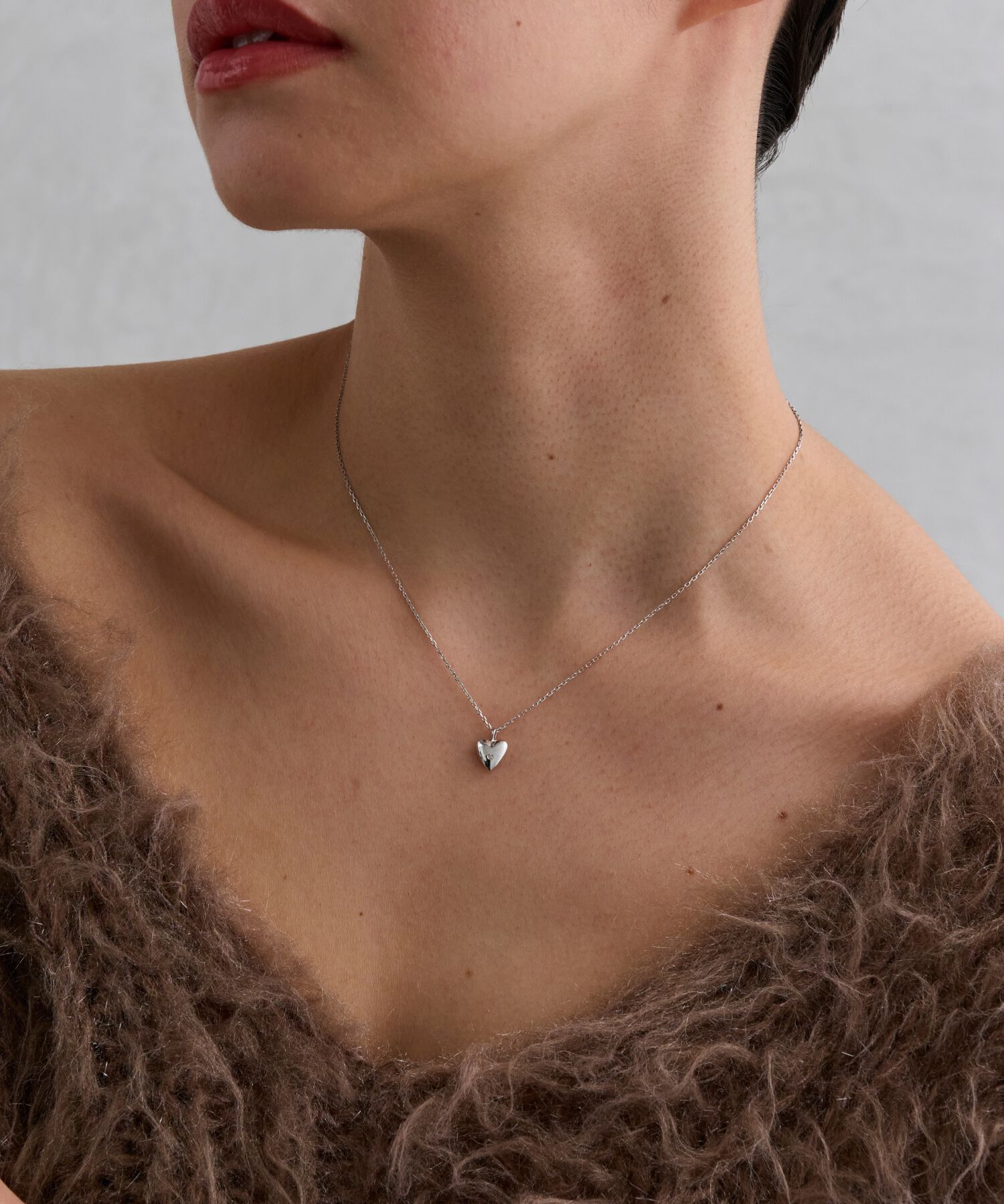 JUPITER「【SV】ハートモチーフダイヤモンドネックレス/金属アレルギー対応　シルバー」|ネックレス|