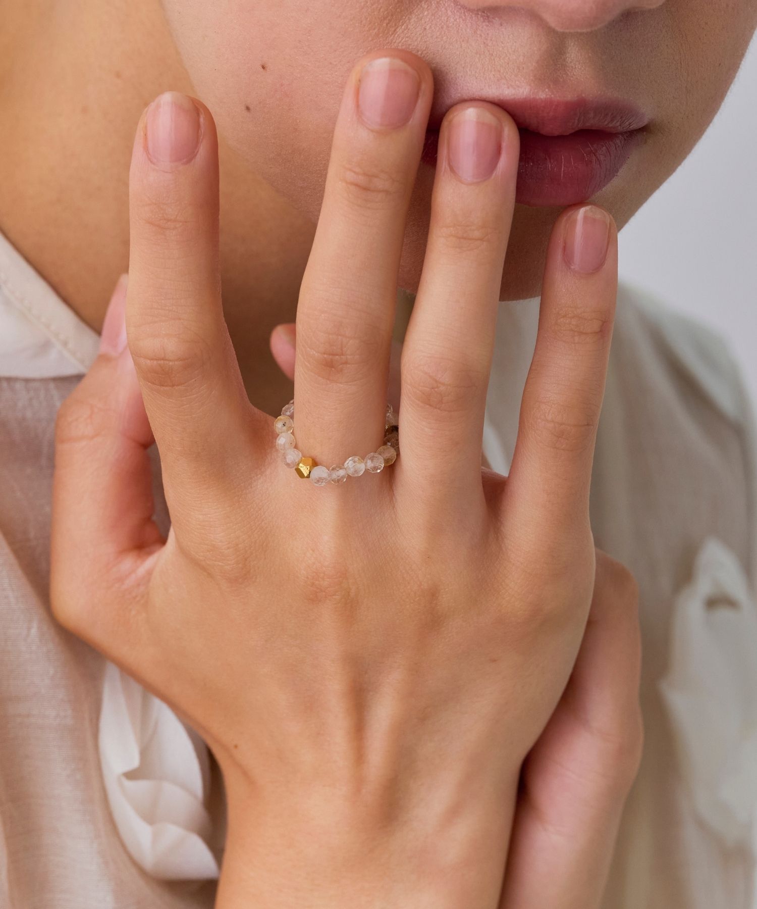 JUPITER「【SV】天然石ビーズリング/金属アレルギー対応　ルチルクォーツ」|リング|