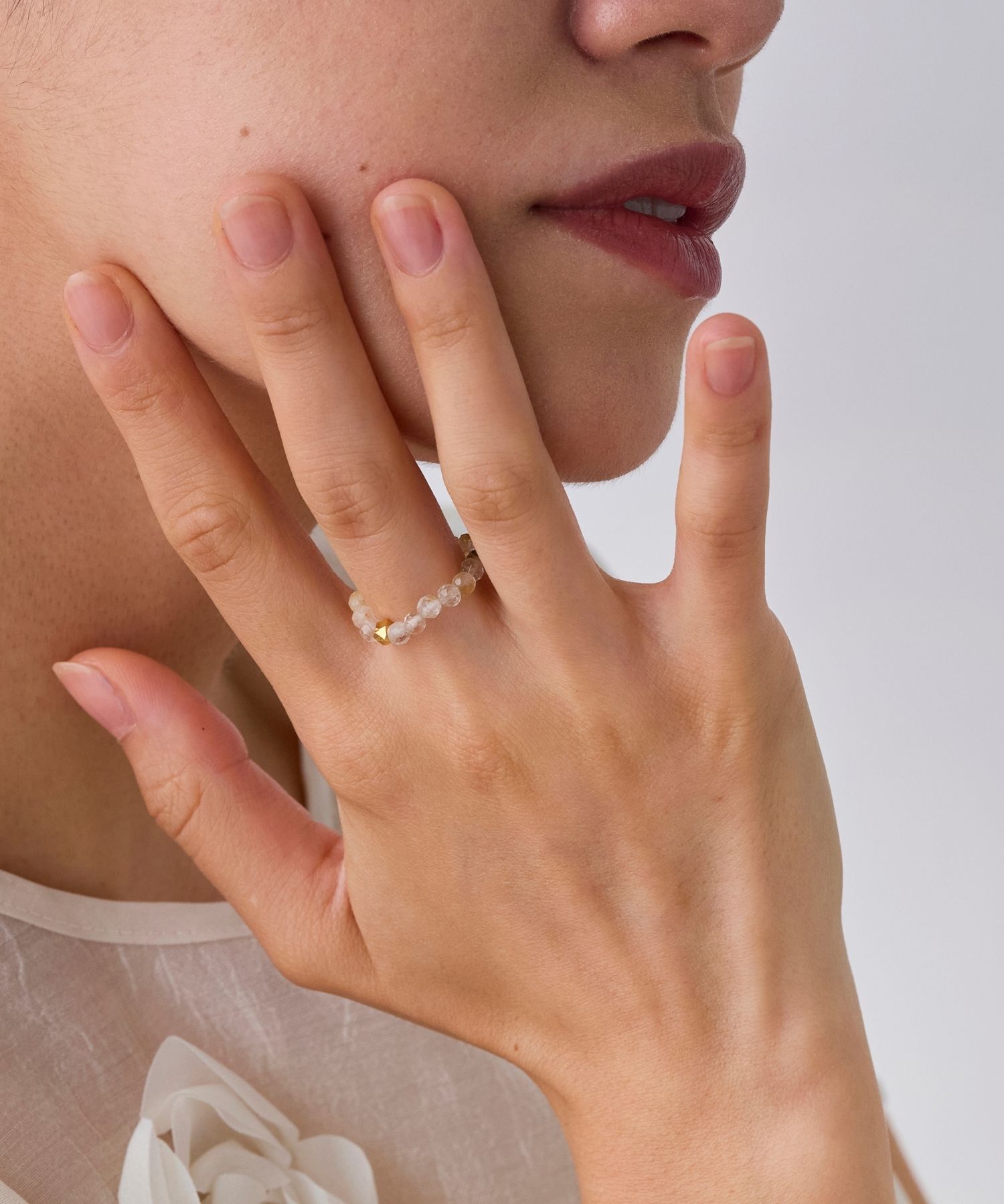 JUPITER「【SV】天然石ビーズリング/金属アレルギー対応　ルチルクォーツ」|リング|