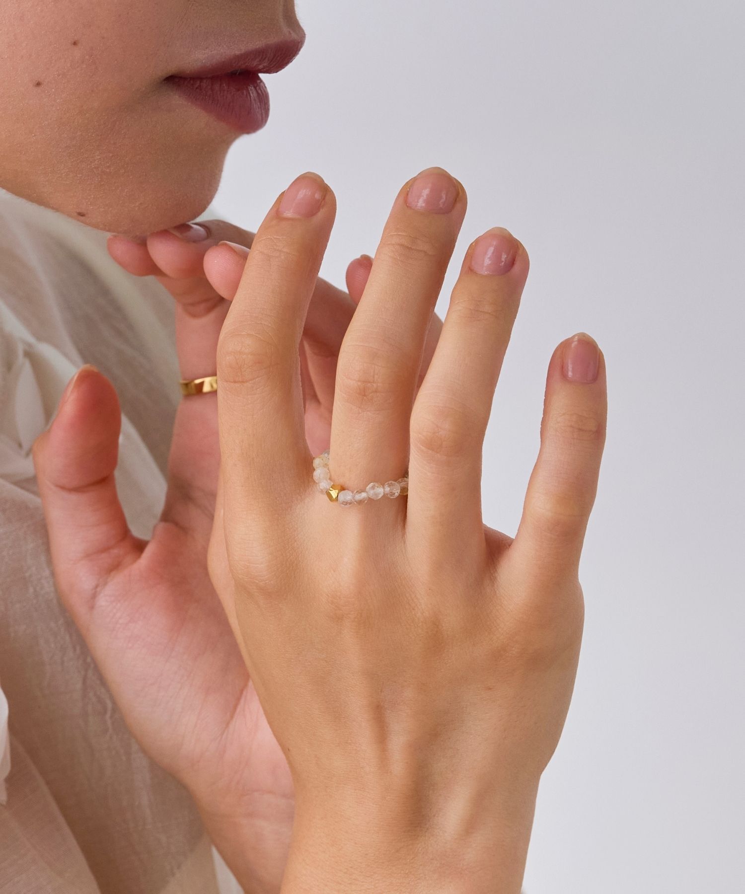 JUPITER「【SV】天然石ビーズリング/金属アレルギー対応　ルチルクォーツ」|リング|