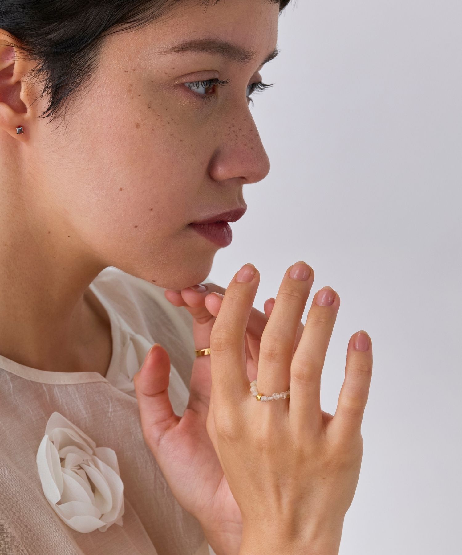 JUPITER「【SV】天然石ビーズリング/金属アレルギー対応　ルチルクォーツ」|リング|