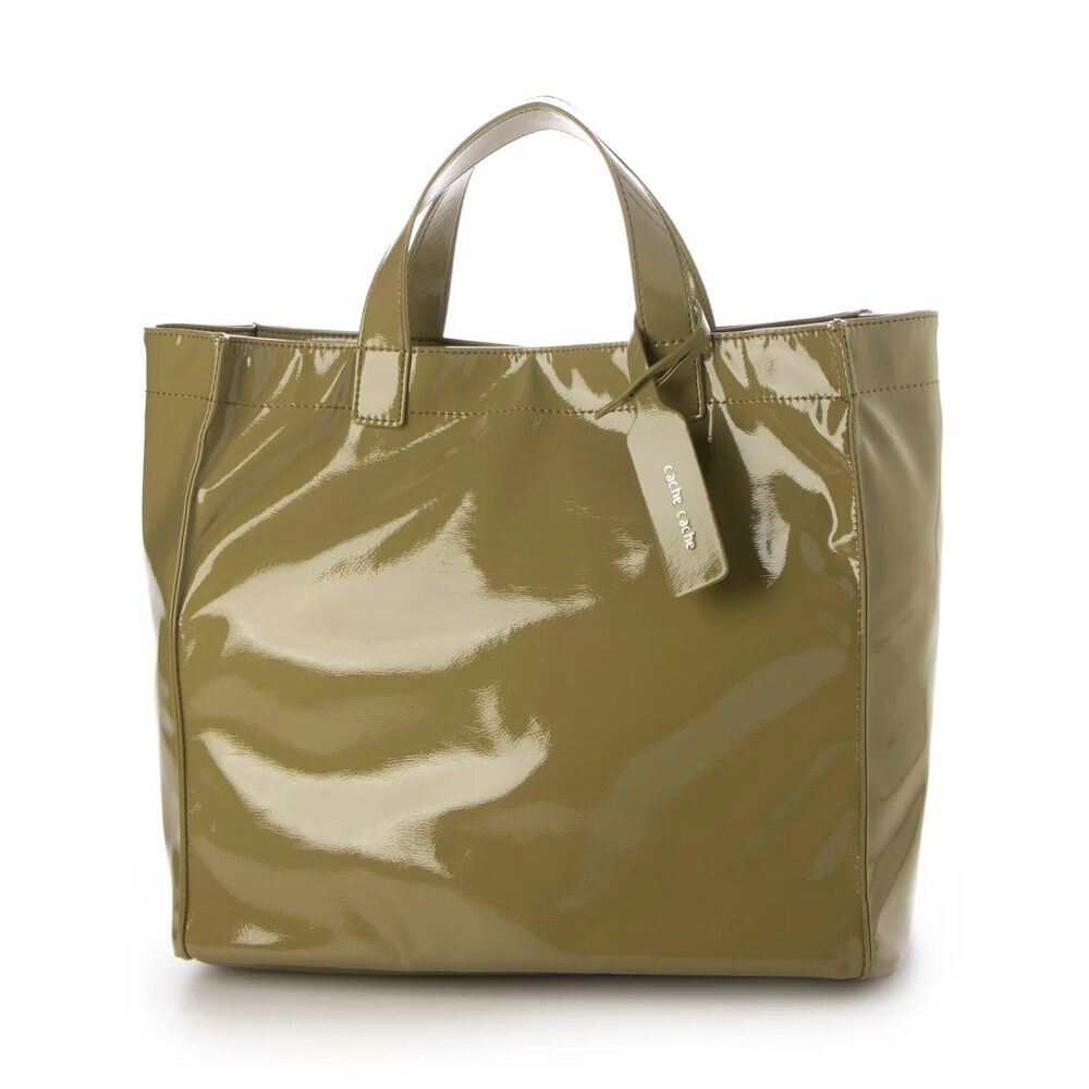 cache cache「cachecache カシュカシュ トートバッグ エナメル 通販 トートバック トート」|ショルダー・メッセンジャー|グリーン1