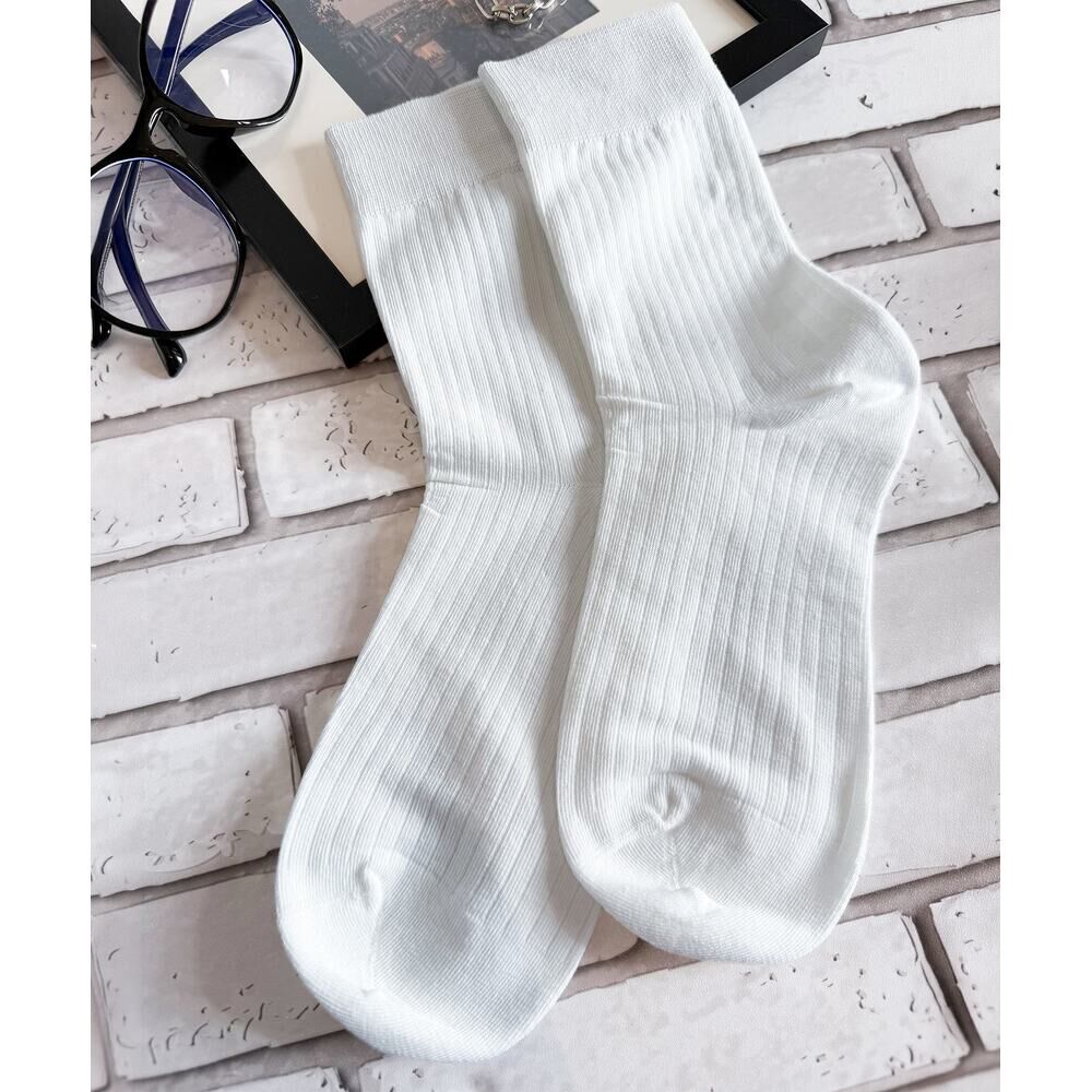 BACKYARD FAMILY「ソックス リブ 通販 リブソックス 靴下 クルーソックス クルー丈ソックス くつ下 くつした」|ソックス|ホワイト1