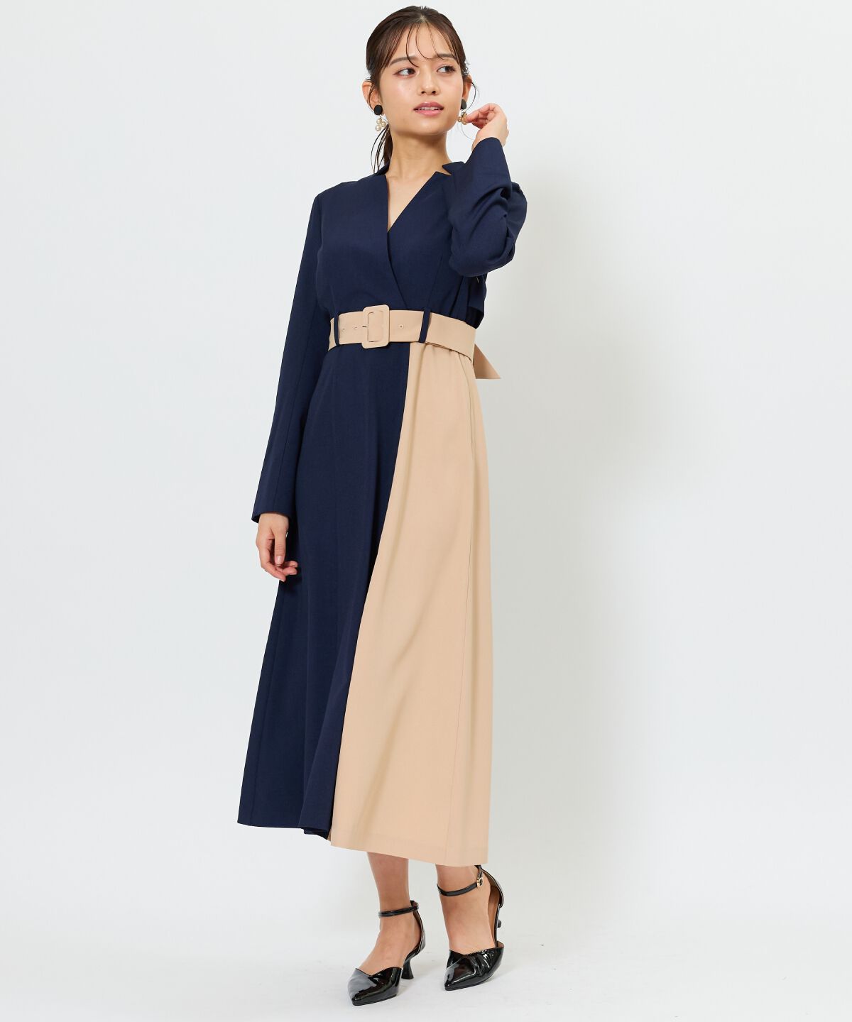 アンドクチュール「バイカラーカシュクールワンピース」|ワンピース|