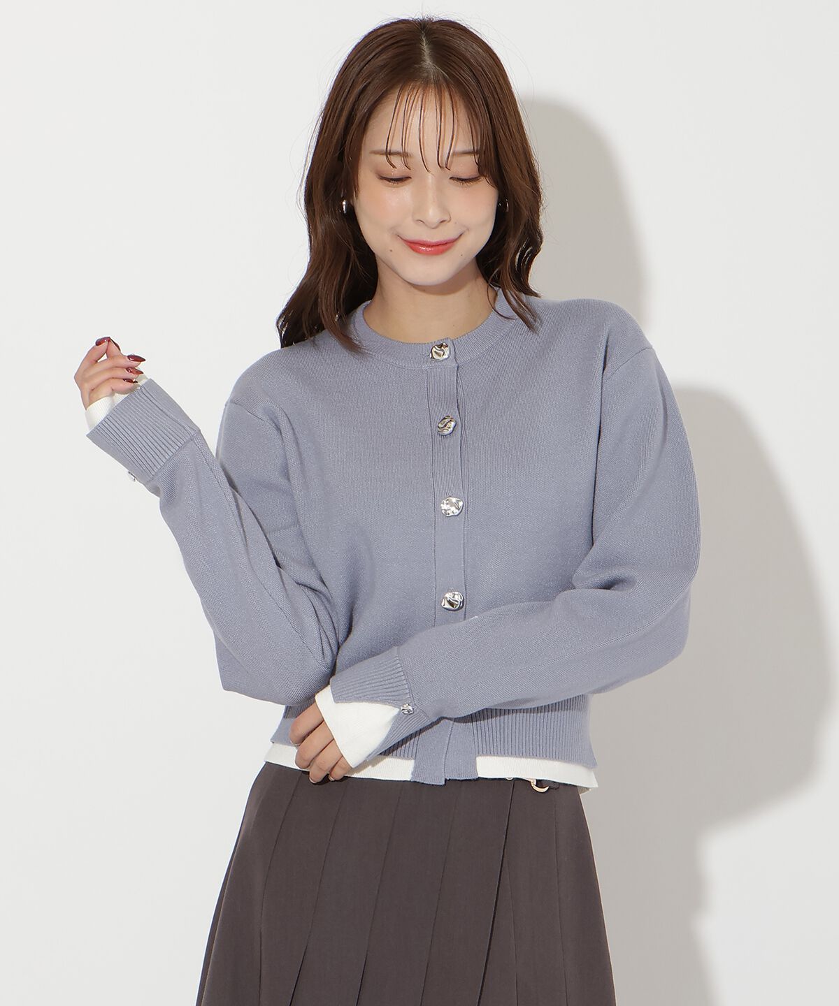 アンドクチュール「レイヤードライクニットカーデ」|カーディガン|