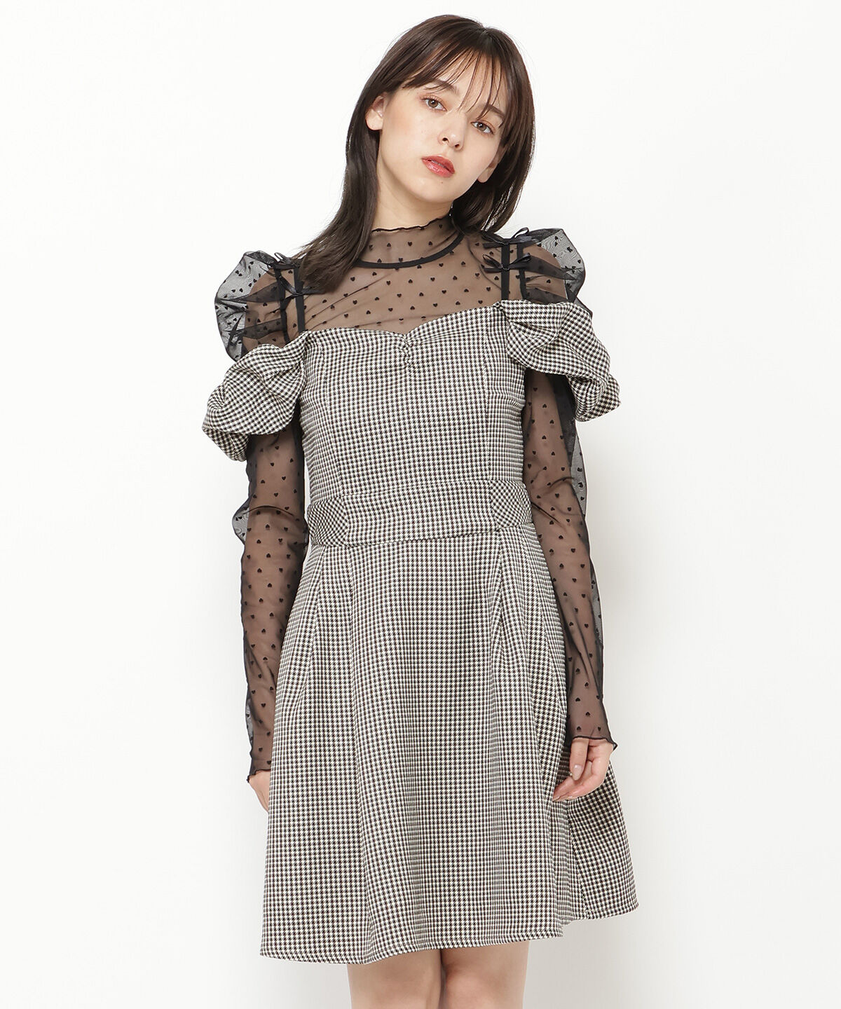 REDYAZEL「2wayショルダーフレアミニワンピース」|ワンピース|beige/ﾁｪｯｸ