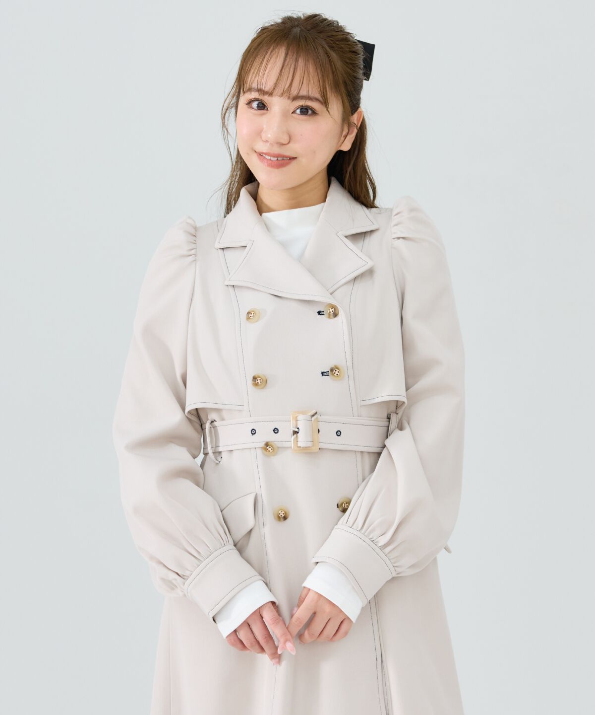 REDYAZEL「パフスリーブロングトレンチコート」|トレンチコート|