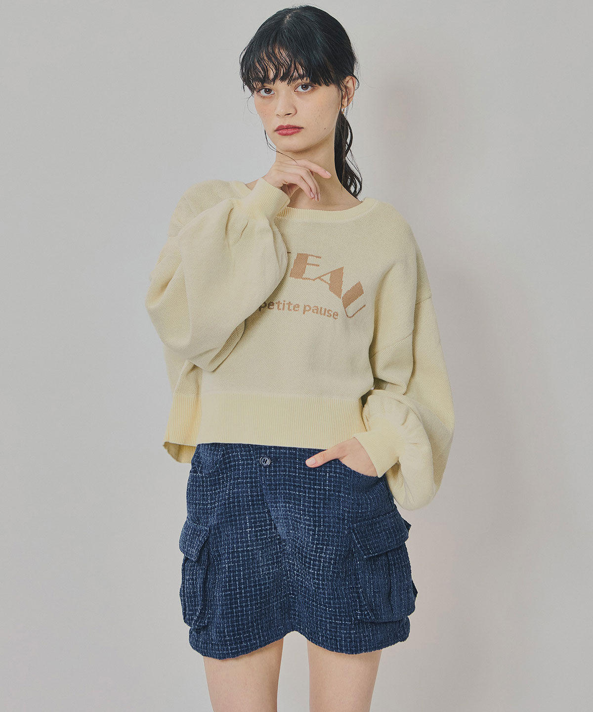 REDYAZEL「モールツイードカーゴミニスカート」|台形|