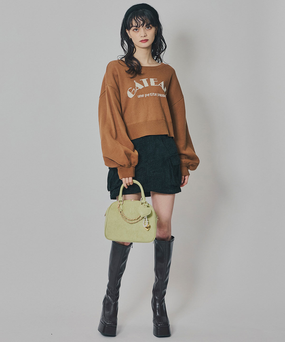 REDYAZEL「モールツイードカーゴミニスカート」|台形|